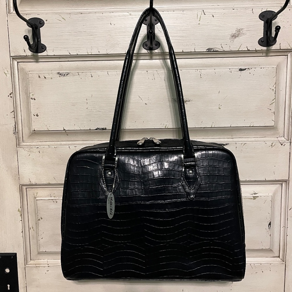 Mobile Edge Bring It On Faux Croc Black Laptop Bag